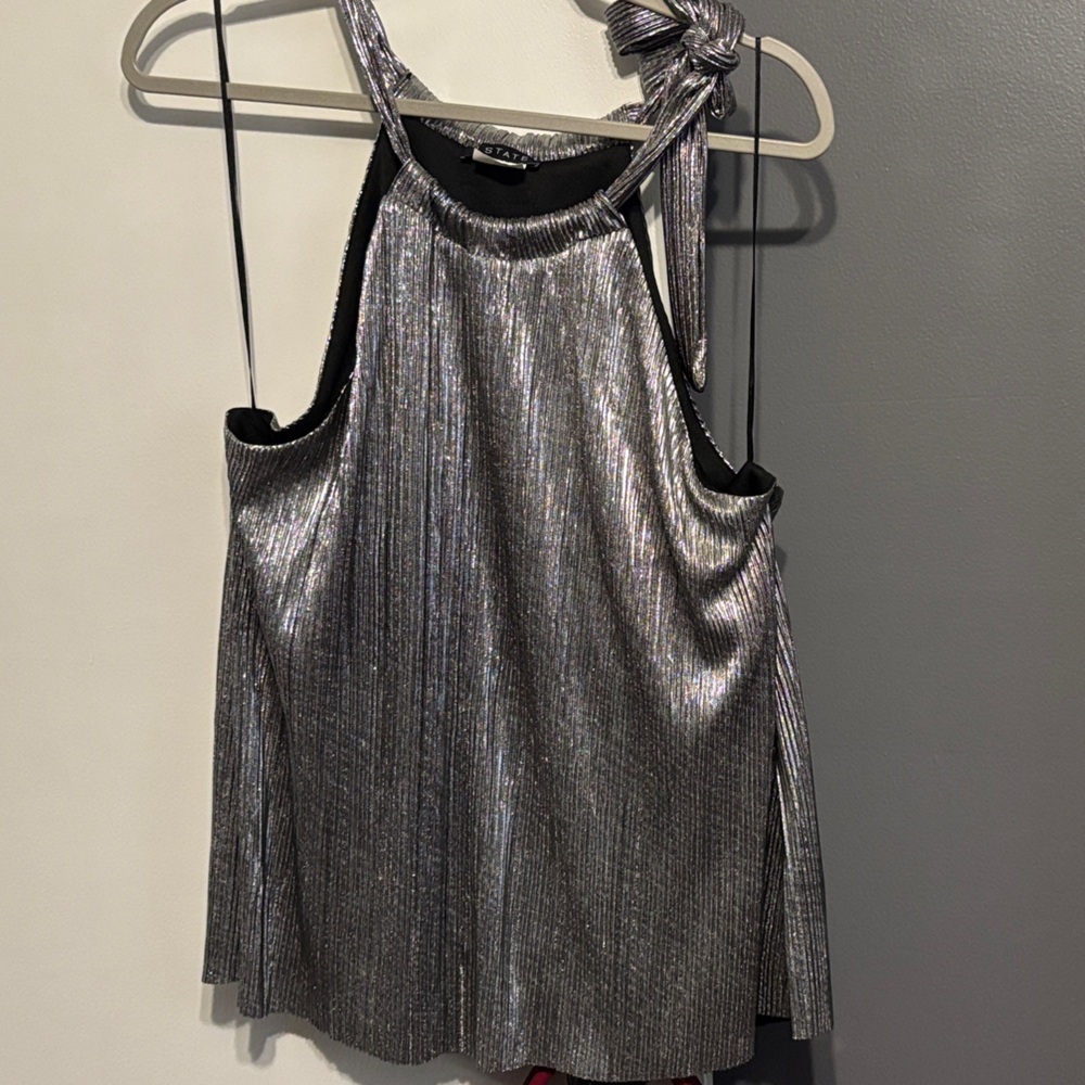 1. State Silver Metallic Women's Top